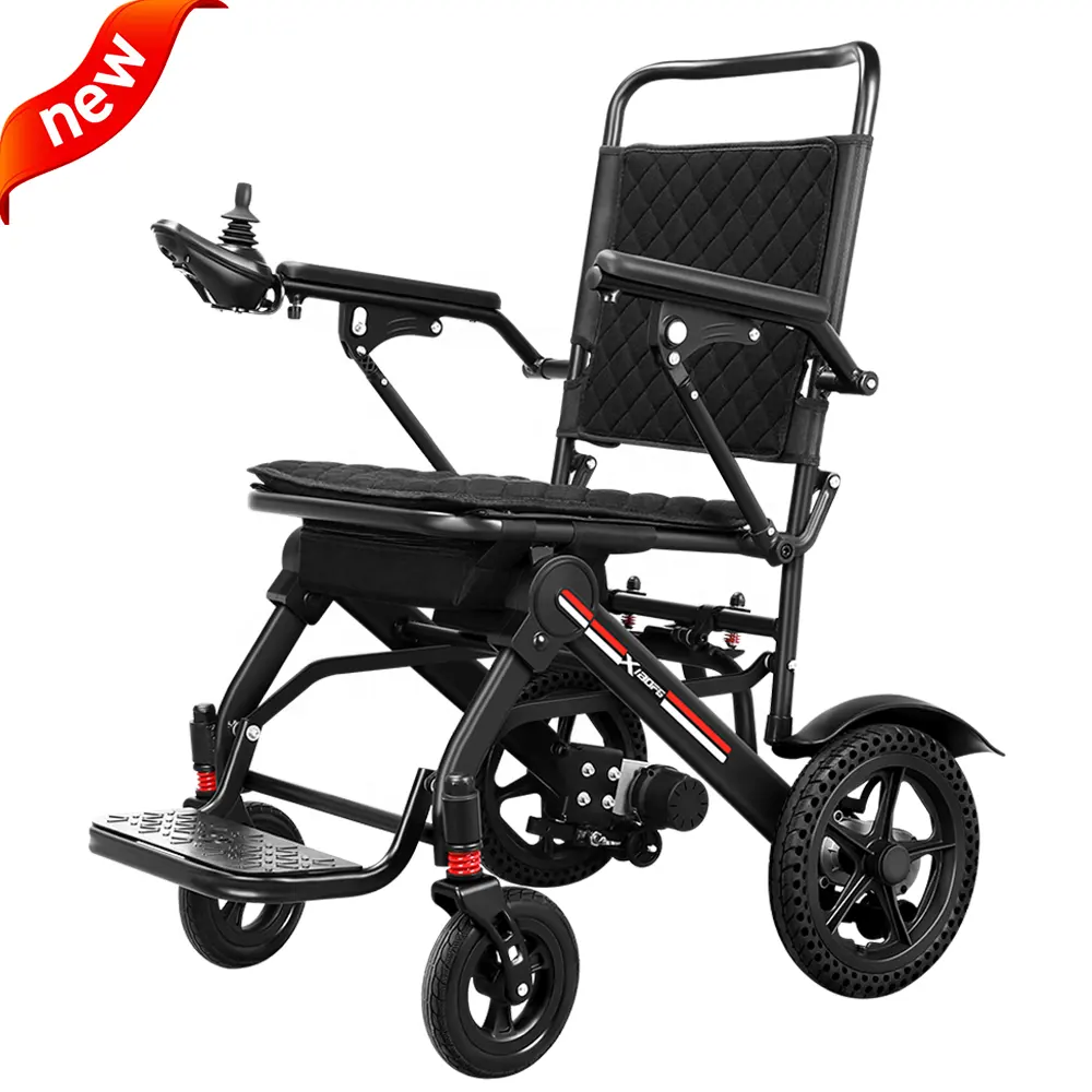 Kursi roda listrik baterai Lithium, kursi roda listrik lipat portabel ringan dengan jarak jauh