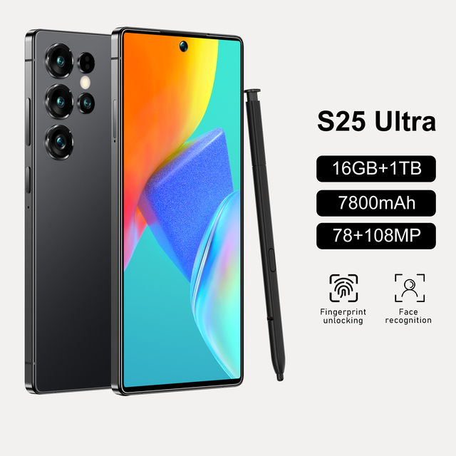 Fast Delivery Smartphone S25 Ultra 7.3 Inch Full Screen 16GB+1TB Android Mobile Phones Built-in Stylus Unlocked Phone