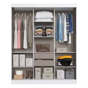 ตู้เสื้อผ้าสไตล์ทันสมัยประตูบานเลื่อน3บานลิ้นชัก2อันสำหรับบ้านห้องนอนเฟอร์นิเจอร์สีขาว/สีโอ๊คดีไซน์แบบบราซิล - Product Image 3