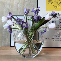 Forme plate vente chaude fleur plante Vase nouveau Design salon décoration minimaliste clair hydroponique verre Vase