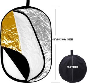 Panneau Réflecteur 5 en 1 30/60/80/110cm, 60*90cm, 90*120cm, Diffuseur de Lumière Noir, Or, Argent, Blanc pour Photographie - Product Image 2