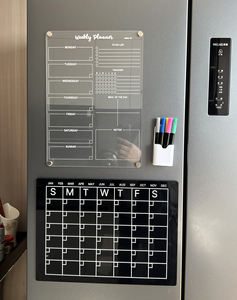 Ensemble d'aimants pour réfrigérateur en acrylique, planificateur mensuel hebdomadaire, tableau magnétique transparent réutilisable avec calendrier effaçable à sec - Product Image 3