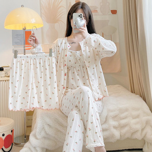 Göğüs pedi ile Looselong sleevessweetcutegirl dört parçalı takım elbise - Product Image 1