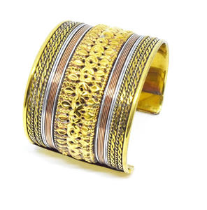 25 indian Christmas Double Hammered Tribal Design Brass Open Bracelet for Women and Men <b>Night</b> Dresses Women Brass Jewelry - Product Image 6