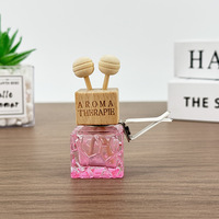 Bouteilles diffuseurs en verre carrées colorées de 10 ml personnalisées pour désodorisant de voiture avec bouchon à vis en bois, flacon d'huile essentielle et de parfum