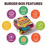 Boîtes en papier personnalisées, boîtes à hamburgers imprimées avec des graffitis, emballages alimentaires de marque pour la restauration rapide, les restaurants décontractés et la nourriture de rue