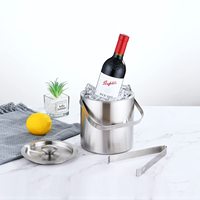 Seau à vin réutilisable portable en acier inoxydable à double paroi de 1,3 L pour seaux à glace