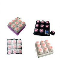 Keycap Anti-Stres Bahan PC Bentuk Bulat untuk PC, Tester Axis 9-Key, Gantungan Kunci Keyboard, Mainan Penghilang Stres Jepit Jari