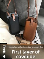 Tas Selempang Ponsel Model Baru Bergaya Mewah, Terasa Berkualitas Tinggi, Kecil dan Ramping, Kulit Asli, Ringan