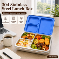 Edelstahl Bento-Box 1240ml 3-Fach-Unterteilung Auslaufsicher BPA-Frei Lunchbehälter für Kinder und Erwachsene