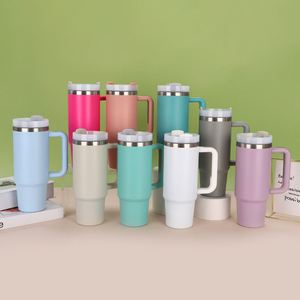 Gobelet isotherme de voyage 30oz H2.0 avec poignée, couvercle, paille et base antidérapante, ODM OEM Marque personnalisée - Product Image 1