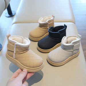 Bottes de neige unisexes respirantes pour enfants, à enfiler, montantes et épaisses, à semelle souple, chaussures décontractées d'hiver - Product Image 1