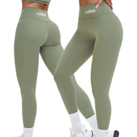 Pantalon de yoga CCK8519 taille haute élastique uni sans couture, effet gainant, en Spandex/Nylon brossé extensible dans les quatre sens, respirant