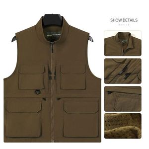 Chaleco Multibolsillos Transpirable de Doble Capa Impermeable de Secado Rápido para Trabajo al Aire Libre, Chaqueta para Hombre, Pesca, Fotografía, Chaleco con Logotipo Personalizado - Product Image 2