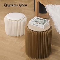 Tabouret Rond et Table d'Appoint – Design Papier Tendance, Idéal pour l'École, le Salon et la Salle à Manger