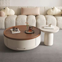 Table basse ronde minimaliste marron avec tiroir de rangement pour hôtel et maison
