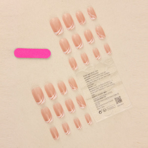 24 pièces conseils en gros moyen long français blanc rayé simple doux style autocollants pour ongles - Product Image 4