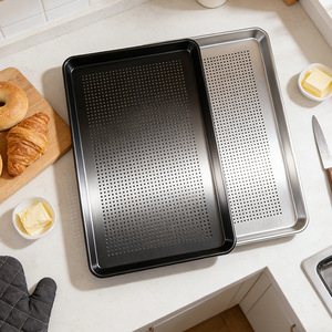 Grande <span class=keywords><strong>Teglia</strong></span> Rettangolare in Alluminio per Pizza, Pane, Torte e Pasticceria, per Uso in Forni a Convezione Industriali - Product Image 1