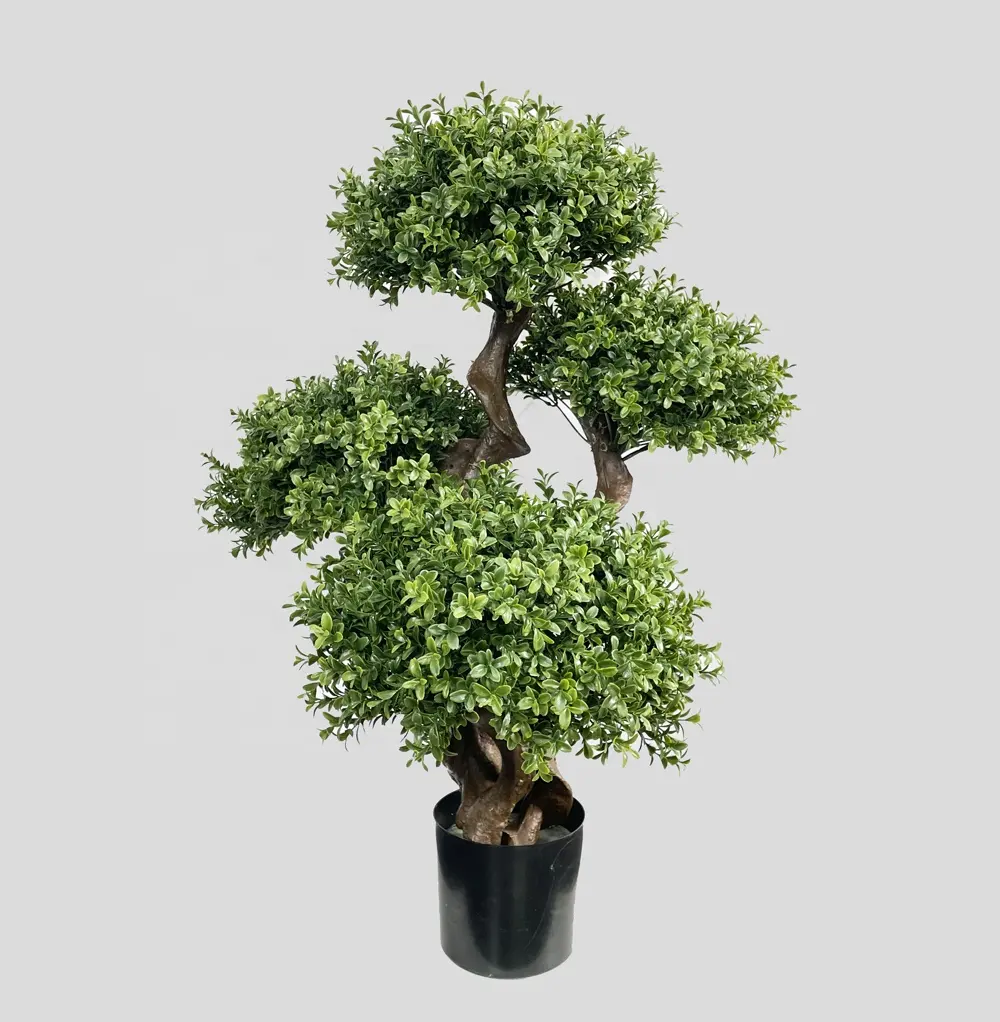 Buxus topu ağacı yapay bitkiler Pot kapalı açık ev bahçe dekorasyonu şimşir Topiary yeşillik Bonsai 3ft 90cm H
