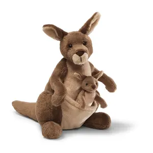 定制可爱袋鼠毛绒动物带可爱宝宝袋鼠毛绒玩具儿童生日礼物玩具