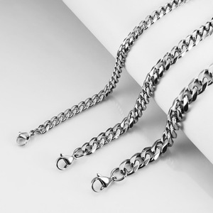 Collar de cadena cubana de acero inoxidable para hombre, diseño geométrico de 3, 5 y 7 mm de grosor, para ocasiones de regalo BD1068 - Product Image 2