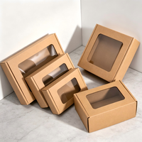 Boîte en kraft écologique personnalisée en gros avec logo, boîte d'emballage en papier avec fenêtre transparente, petit coffret cadeau