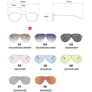 Lunettes de soleil pilote surdimensionnées pour femme, avec logo personnalisé, monture métallique vintage 2026, verres monobloc, protection UV400 - Product Image 6