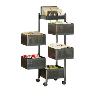 Rotating Storage <b>Rack</b>, <b>Rolling</b> Cart with Metal Wire Basket Fruit Vegetable Basket for Kitchen Metal Storage Tower Basket Shelves - Product Image 1