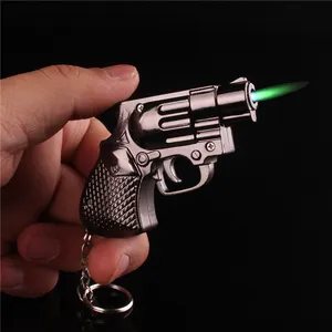 Revolver küçük tabanca yaratıcı çakmak asılı sigara çakmak anahtarlık doldurulabilir gaz çakmak