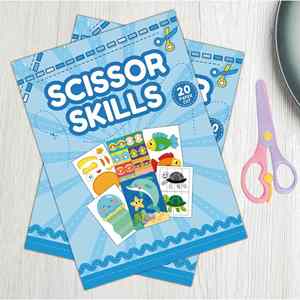 Libro de Actividades de Recortes y Pegatinas para Practicar Habilidades de Corte y Pegado, Crear Animales Oceánicos, Tema de Dibujos Animados Lindos - Product Image 1