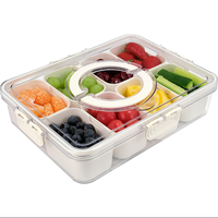 Plateau de service à 8 compartiments avec couvercle et poignée, boîte à collation portable, plateau à légumes, organisateur de bonbons