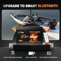 Batterie LiFePO4 LiTime 12,8 V 100 Ah Groupe 31 pour moteur de pêche à la traîne avec BMS intelligent Bluetooth pour bateaux marins et la pêche