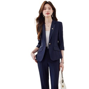 Women's Summer Thin Three Quarter Sleeve Suit Jacket Formal Business Office Wear Anti Wrinkle Polyester Fabric - Product Image 5