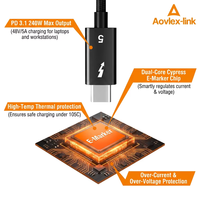 Câble Thunderbolt 5 PD3.1 240W à charge rapide, transfert de données 80 Gbps, prise en charge de deux écrans 8K