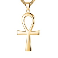 MECYLIFE Pendentif Croix Ankh Égyptienne en Acier Inoxydable, Bijou Croix de Vie Égyptienne, Collier Ankh