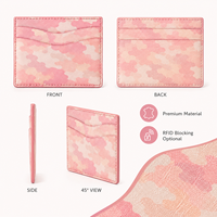 Portefeuille porte-cartes en cuir camouflage rose pour femme, idéal pour le quotidien, avec design fin multi-fentes et protection RFID, finition peinte sur les bords