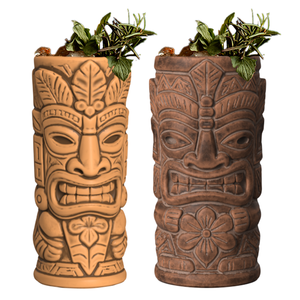 Juego de 2 tazas Tiki de <span class=keywords><strong>cerámica</strong></span> de estilo antiguo personalizadas al por <span class=keywords><strong>mayor</strong></span>, tazas de cóctel polinesias vintage, utensilios de Bar hechos a mano, taza TIKI - Product Image 1