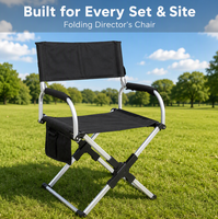 Chaise de Réalisateur Pliante Portable avec Poche Latérale, Accoudoir Rembourré, Cadre en X en Aluminium – Idéale pour le Camping, les Pique-niques, la Photographie et le Cinéma en Extérieur