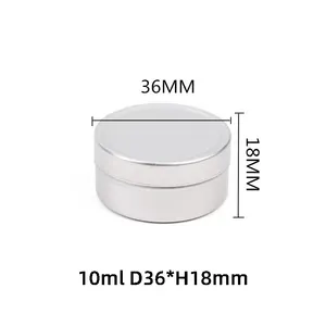 36*18 Slip Top 10ml Silver Aluminum Jar Tin Can Case For Cosmetic Face Cream Jar Sample Mini Small 10g Travel Tin