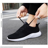 Chaussures de sport pour hommes de grande taille 2024, style respirant, chaussures noires en tissu tissé