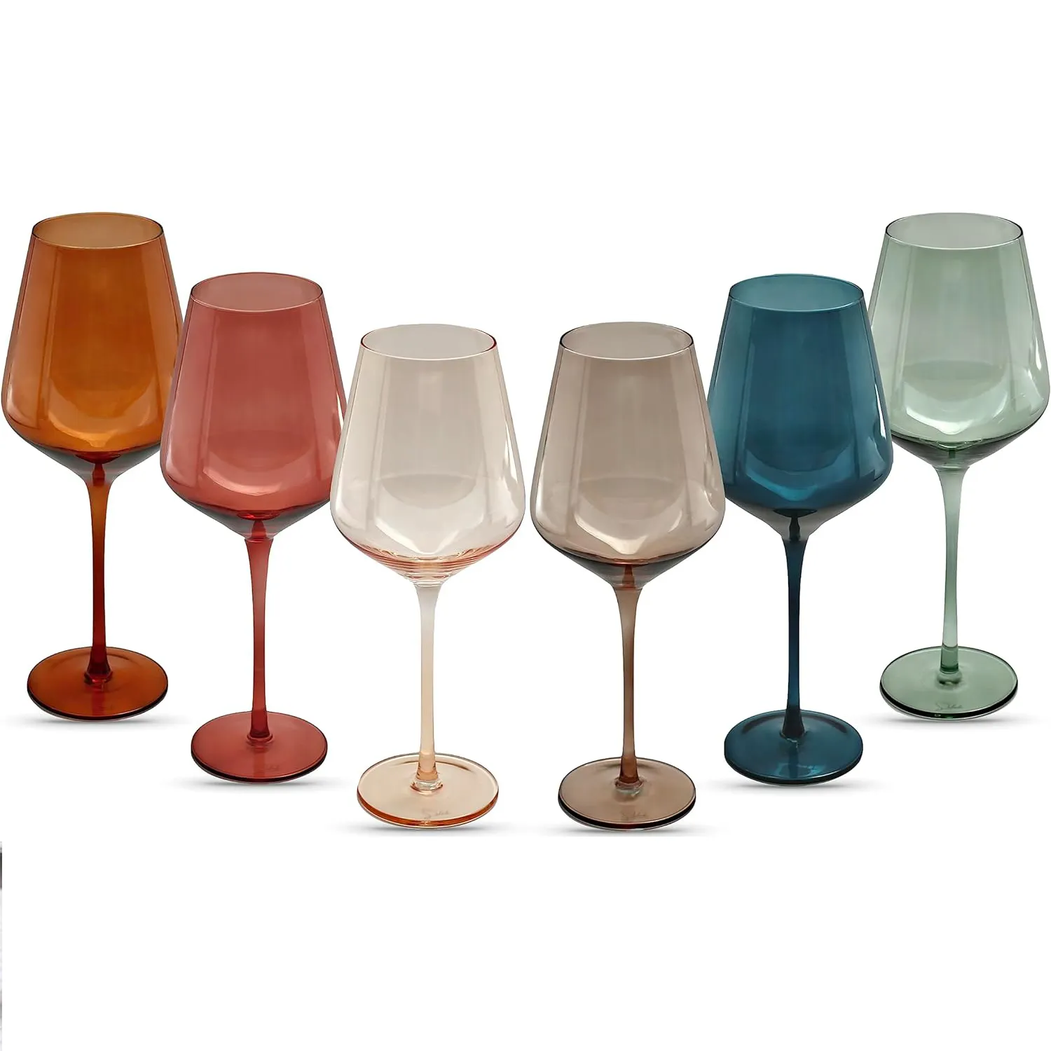 Bicchieri da vino colorati da 16 once Set di vetro multicolore da 6 steli ottimo per tutti i tipi di vino e le occasioni