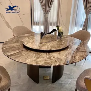 豪華なイタリアの天然石モダンな台座家具大理石のダイニングテーブル
