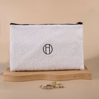 Pochette zippée en tissu éponge personnalisée avec logo imprimé, sac de rangement portable pour bijoux, cosmétiques et petits accessoires – Vente en gros