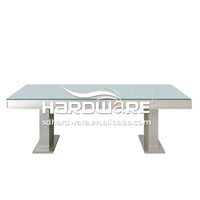 Meubles de luxe Foshan pieds en métal doré miroir dessus en verre table centrale de mariage en acier inoxydable pour événements