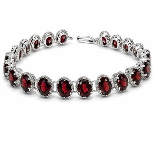 925 Sterling Silver Rhodium Plated <b>Garnet</b> <b>Bracelet</b> for Women - Product Image 4