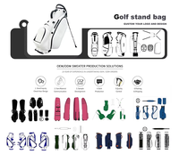 Sac de golf en cuir synthétique blanc avec sangles noires, poches avant zippées et base noire pour les joueurs de golf