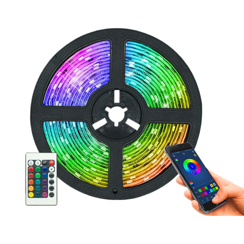 Tuya 12V 5M RGB Smart LED Strip Light USB Powered Bar Plastic IP65 Waterproof Wi-Fi Android App Control for Home Outdoor Use