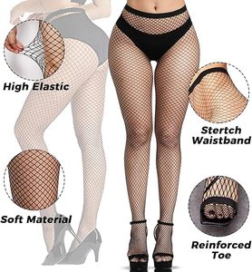 Collants/collants en résille grande taille pour femmes potelées Sexy Nylon bonneterie bas résille élastique translucide collants - Product Image 5