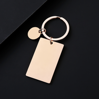 Porte-clés rectangulaire en acier inoxydable Ywyougang avec breloque disque rond, personnalisable, vierge, pour cadeau, vente en gros