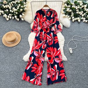 Combinaison imprimée tendance pour femme, coupe large, à bretelles, taille cintrée, idéale pour l'été - Product Image 3